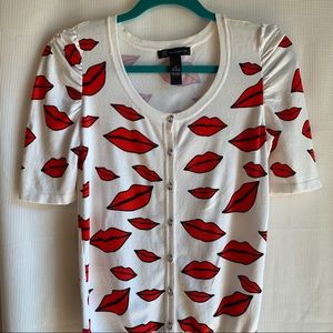 International Concepts Lip Print Cardigan